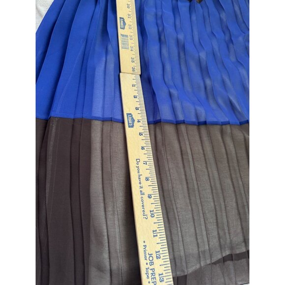Milly Pleated Maxi Dress. Size 8. Blue/White Color Block Belted - Picture 13 of 16